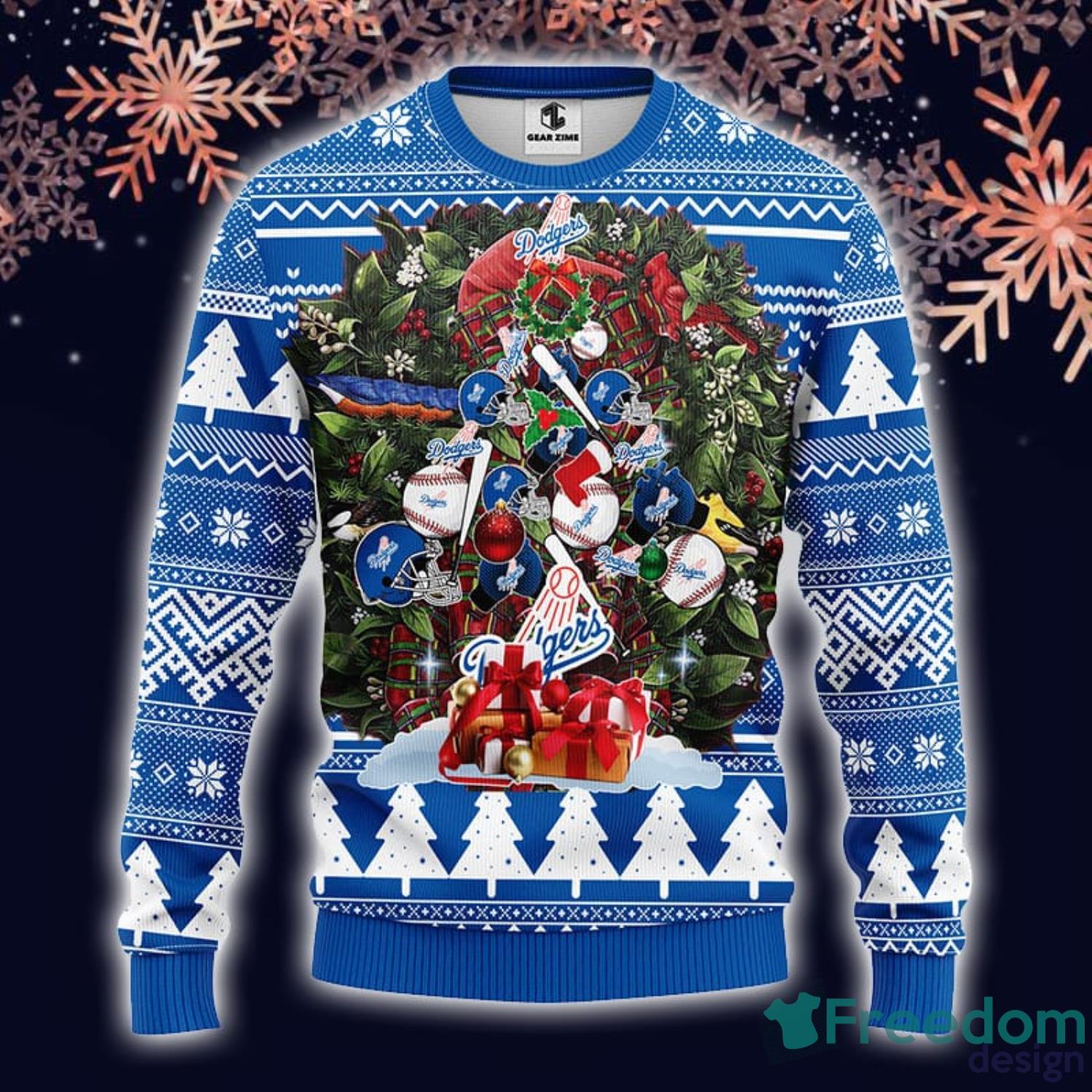 MLB Los Angeles Dodgers Tree Ugly Christmas Fleece Sweater For Fans