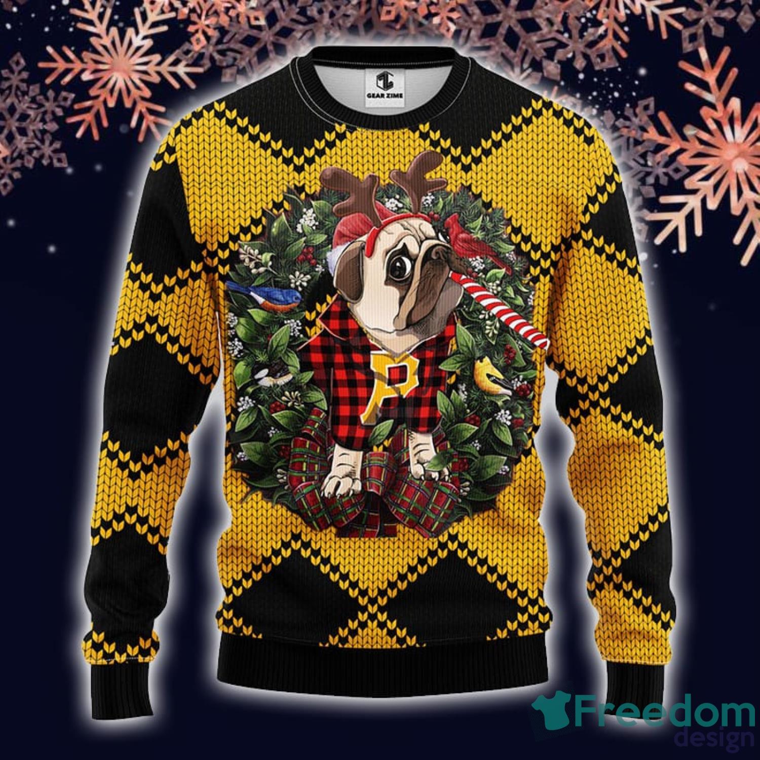 MLB Sport Fans Pittsburgh Pirates Pug Dog Lover Cute Gift Ugly Christmas  Sweater - Freedomdesign