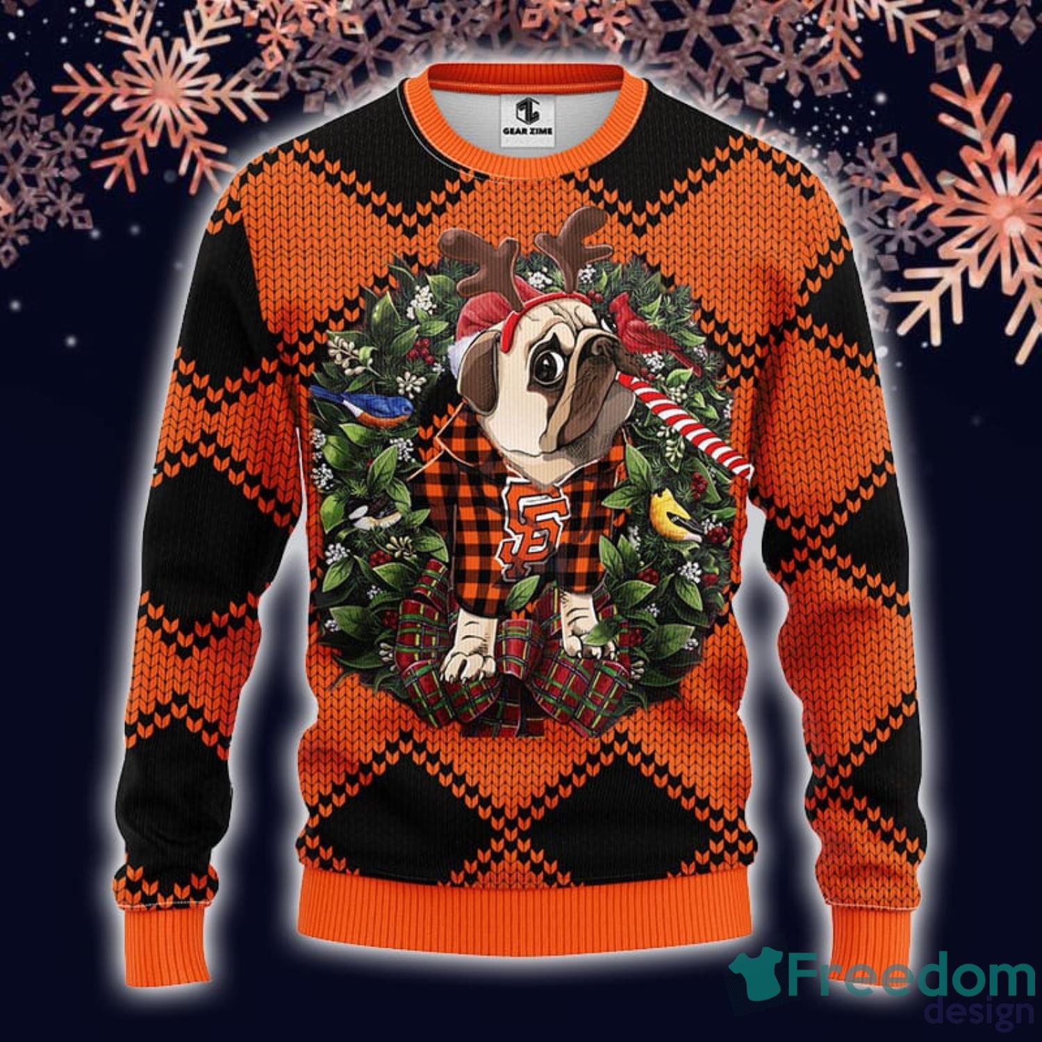 MLB Sport Fans San Francisco Giants Pug Dog Lover Cute Gift Ugly Christmas  Sweater - Freedomdesign
