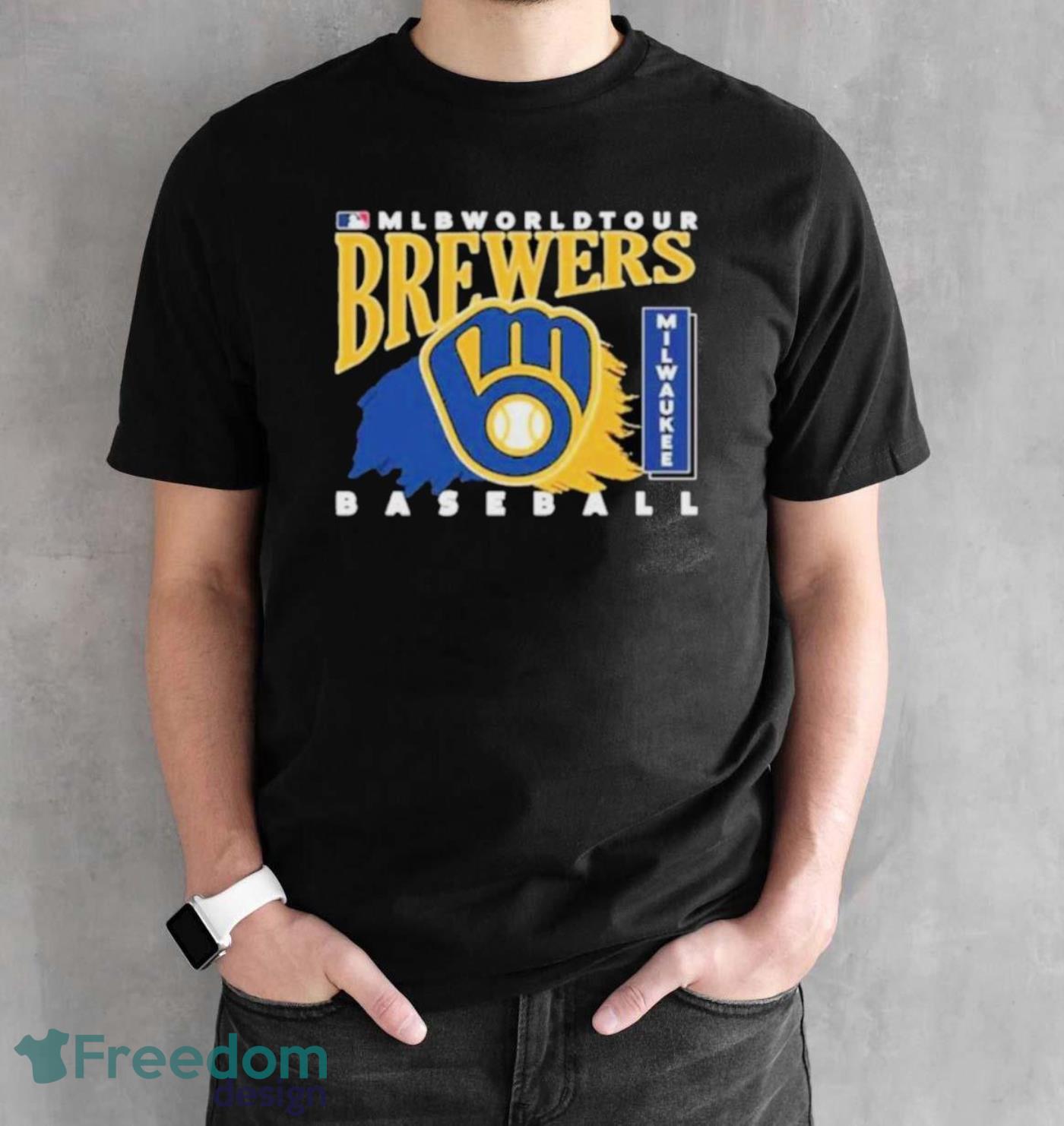 mlb world tour milwaukee brewers baseball logo 2023 shirt - Black Unisex T-Shirt