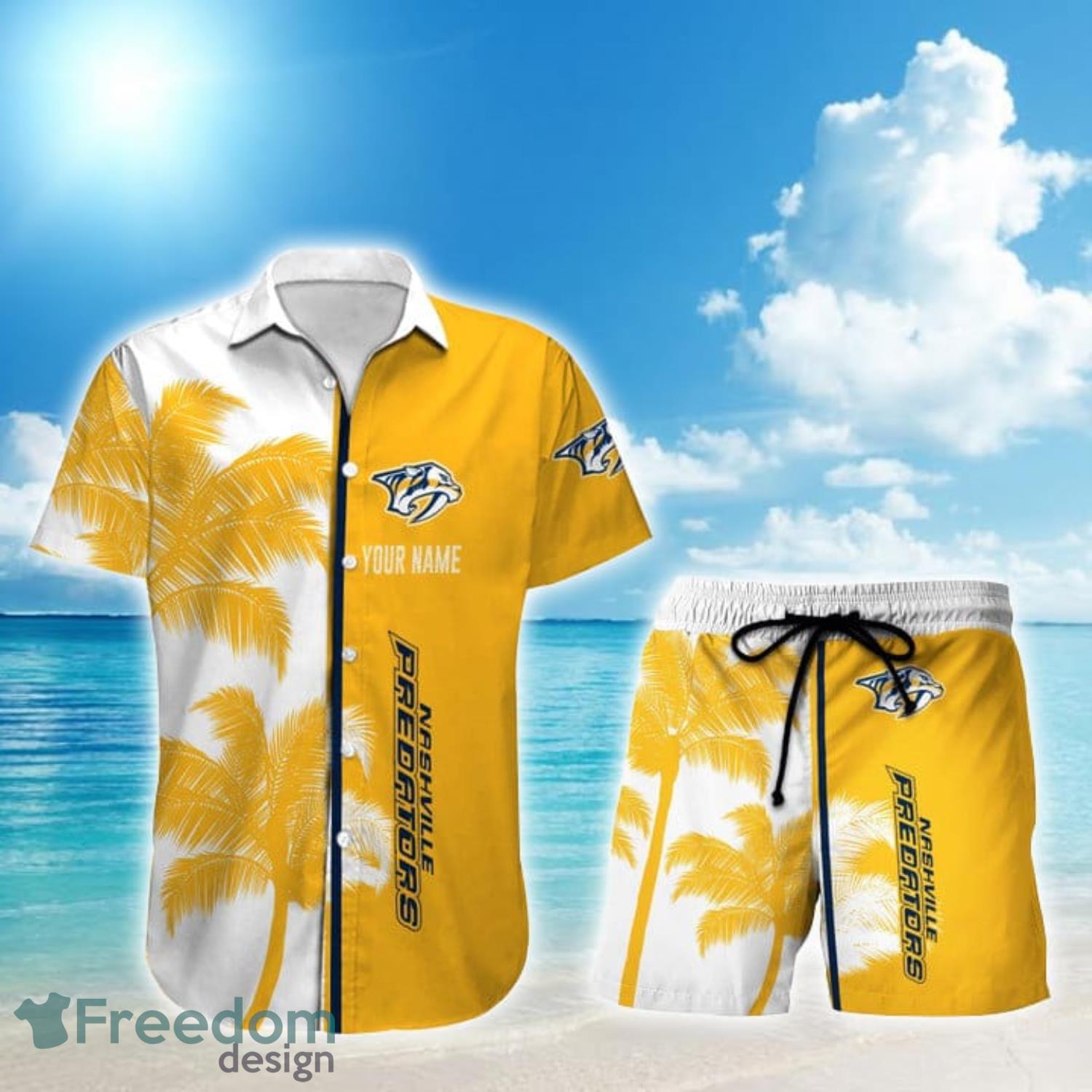 Nashville Predators All Over Print Hawaiian Shirt And Beach Shorts