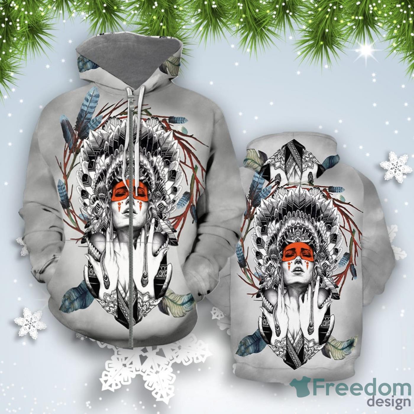 Native American White Indian All Over Print 3D Hoodie Special Gift Product Photo 2