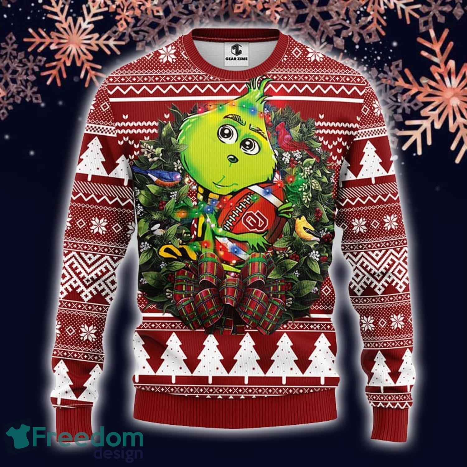 Nhl Edmonton Oilers Christmas Ugly Sweater Print Funny Grinch Gift