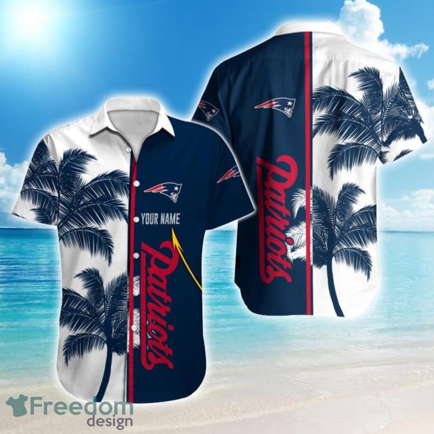 New England Patriots NF And Tropical Pattern Custom Name Hawaiian Shirt