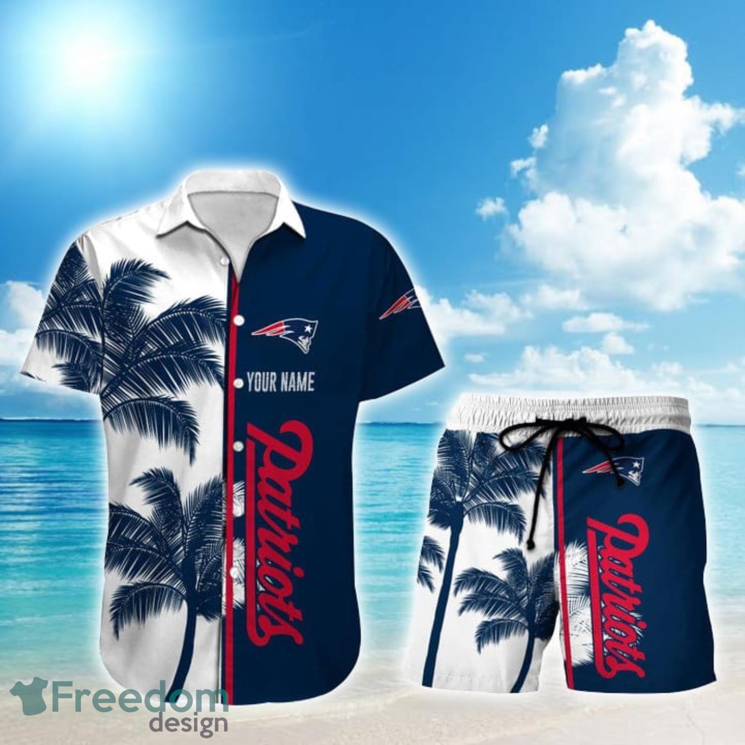 New England Patriots NF And Tropical Pattern Custom Name Hawaiian