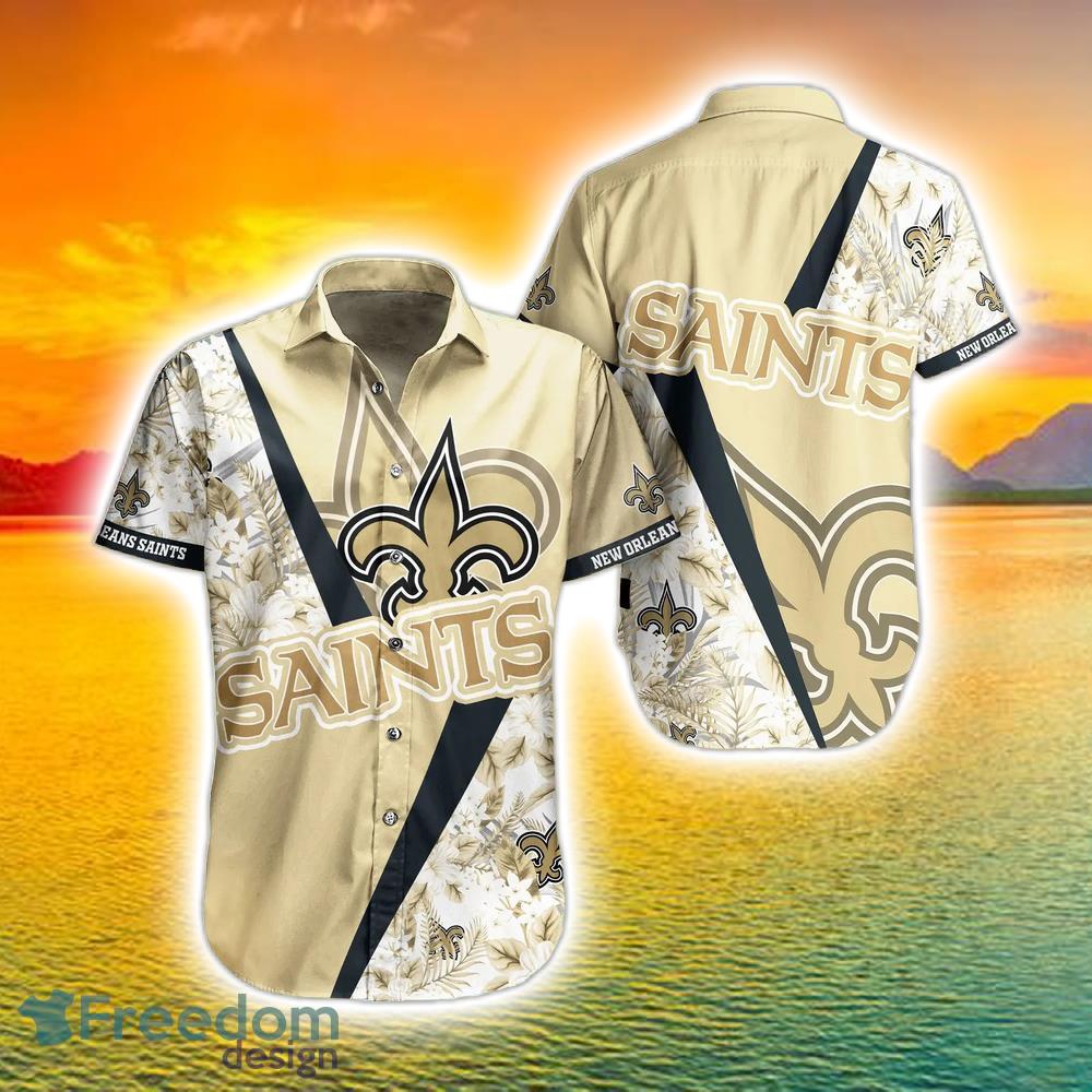 New Orleans Saints Nfl Flowers Pattern And Symbol Over Print Hawaiian Shirt  And Beach Short - Freedomdesign