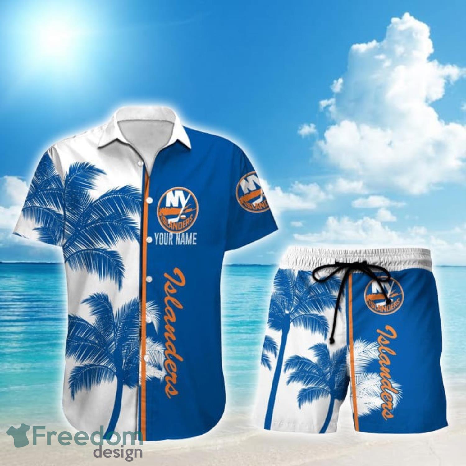 New York Jets NFL Custom Name Palm Tree Pattern Hawaiian Shirt And Shorts -  Freedomdesign