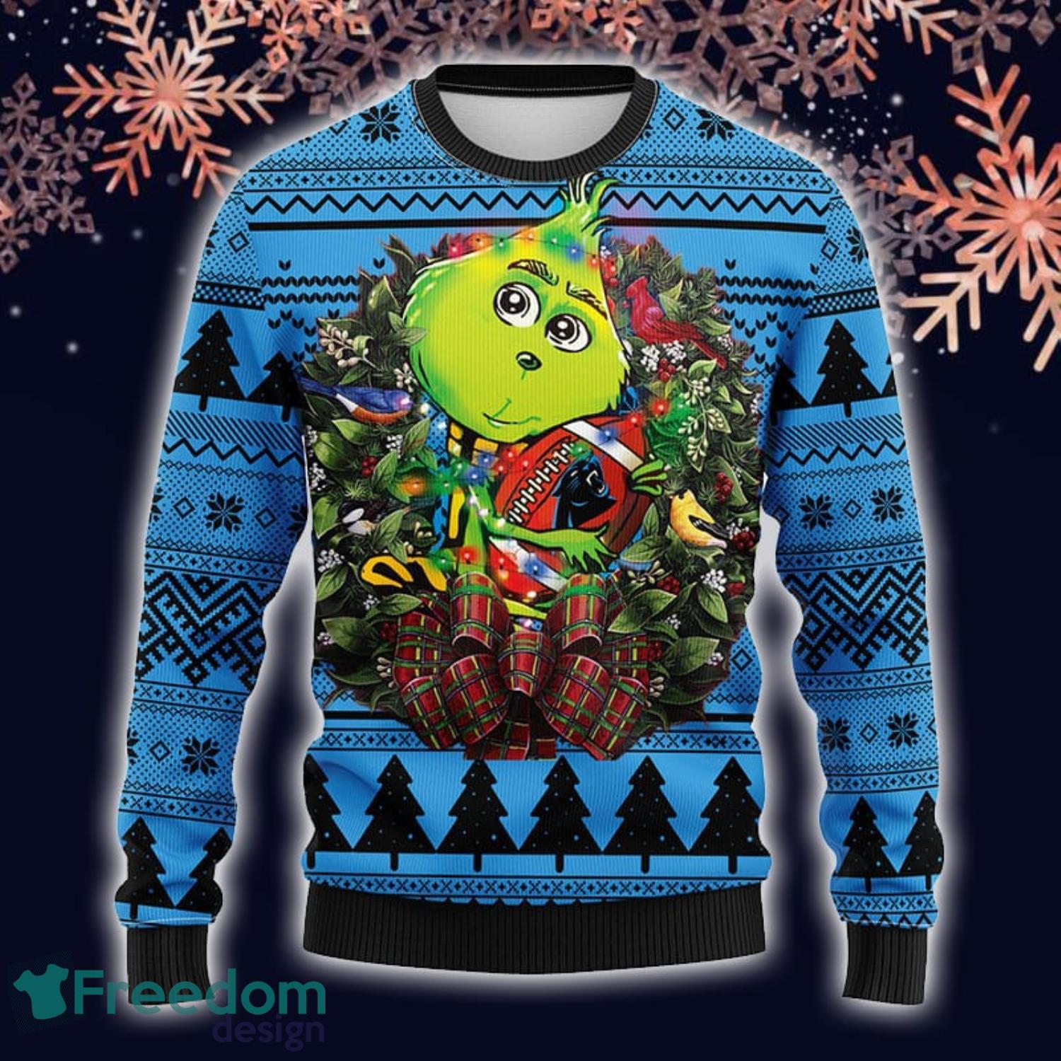 Men And Women Christmas Gift NFL Carolina Panthers Logo With Funny Grinch  3D Ugly Christmas Sweater For Fans - Banantees