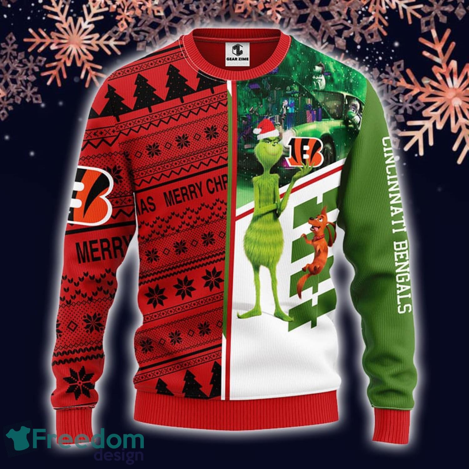 NFL Grinch Fuck Them Cincinnati Bengals Ugly Christmas Sweater