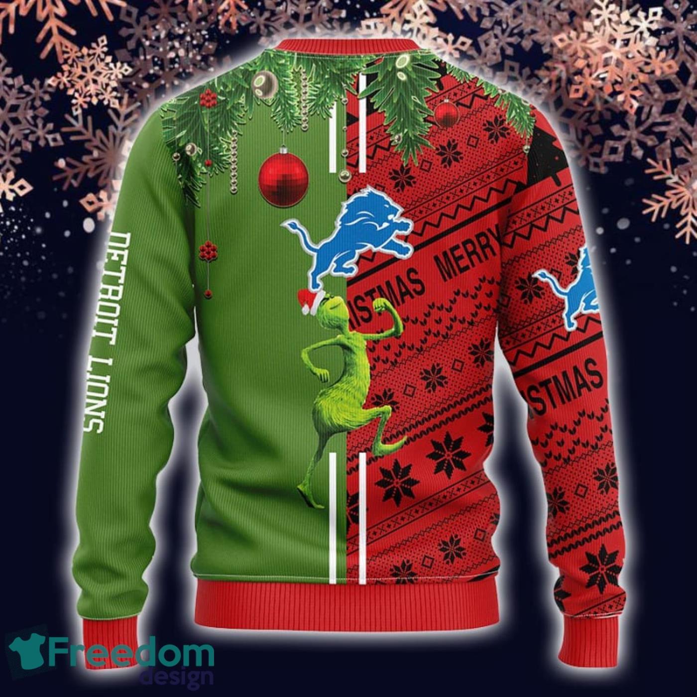 Detroit Lions NFL Grinch Christmas Tree 3D Hoodie Pullover Prints -  Freedomdesign