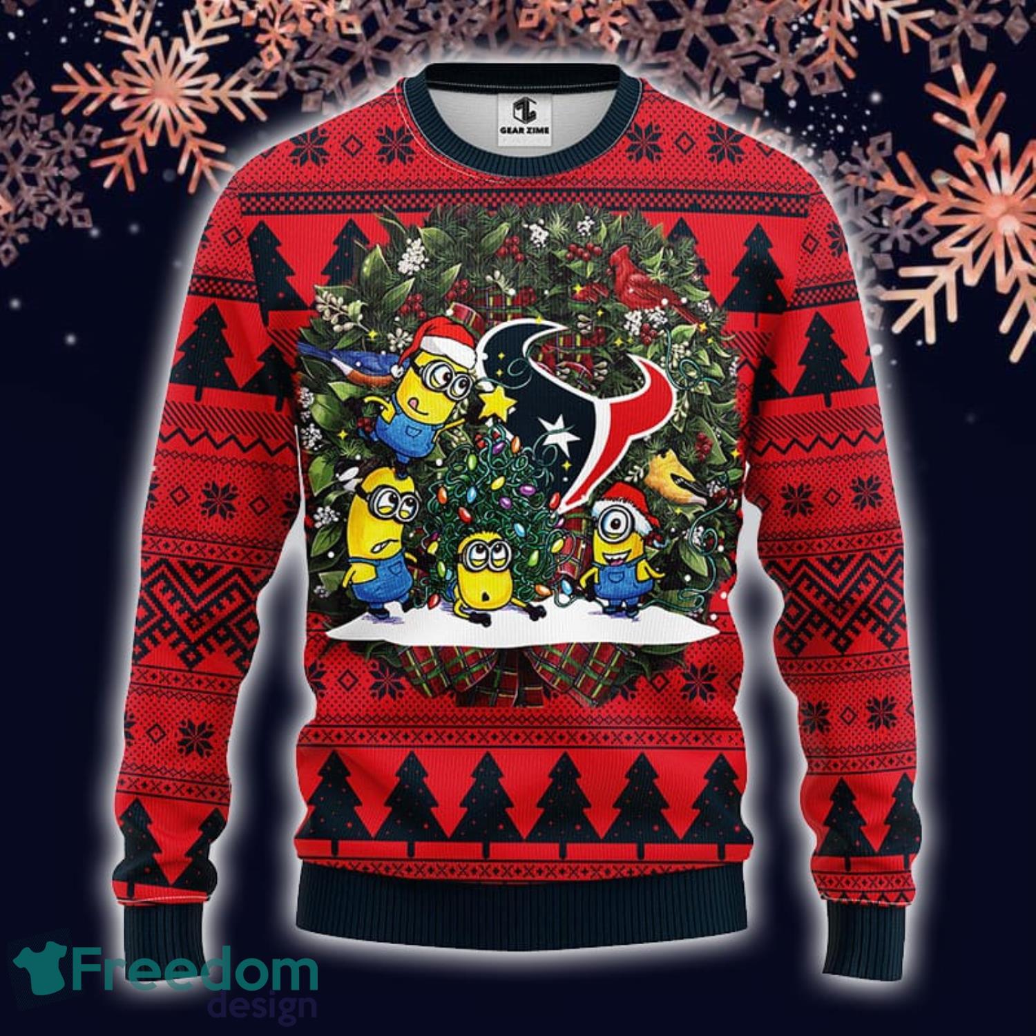 NFL Houston Texans Funny Minion Ugly Christmas Sweater For Fans