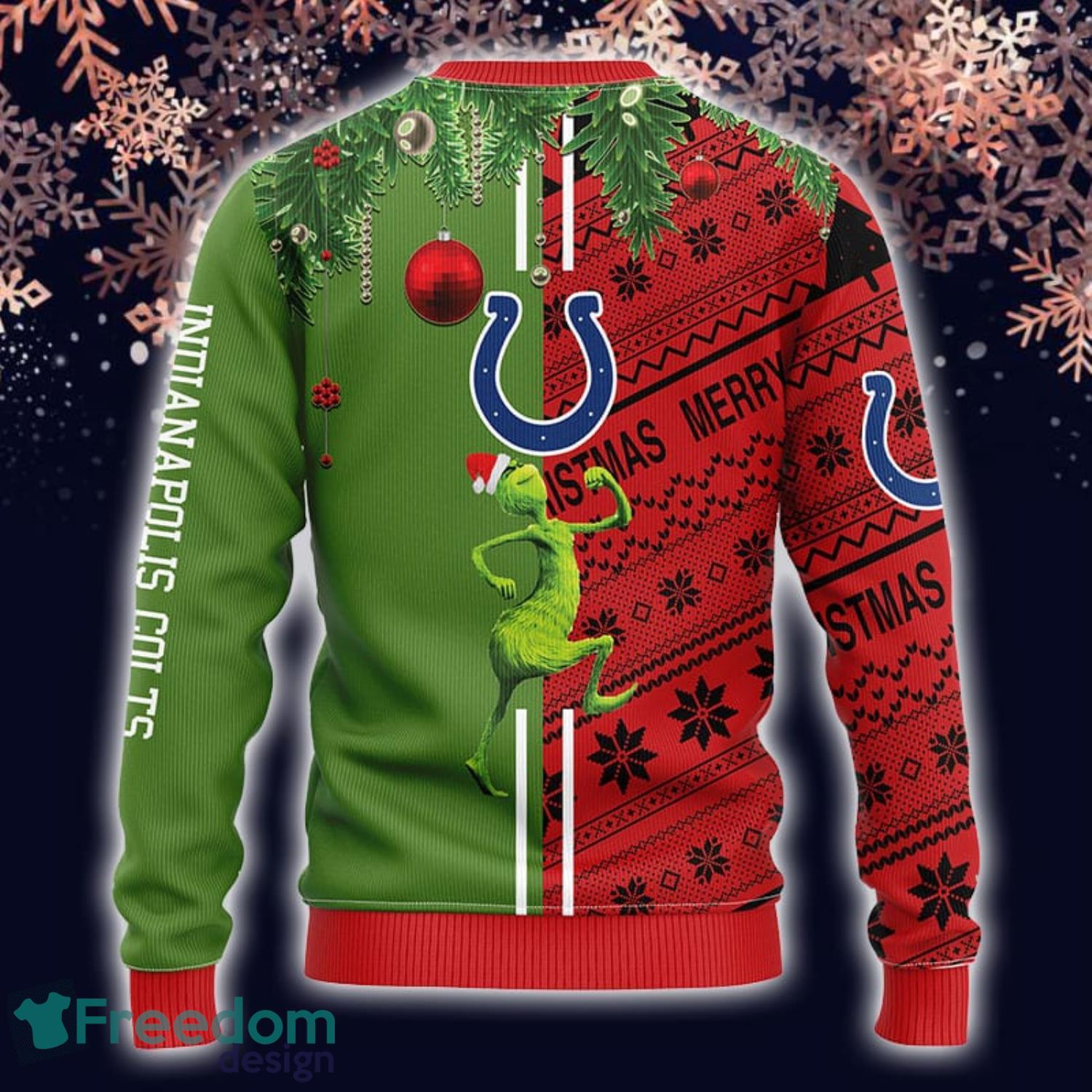 Indianapolis Colts Christmas Ugly Sweater Print Funny Grinch Show Your Team  Spirit