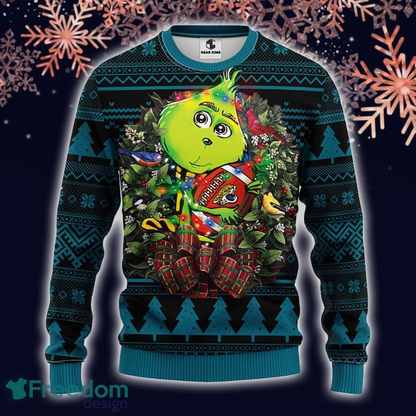 Jacksonville Jaguars Grinch Hug Ugly Sweater Gift For Christmas