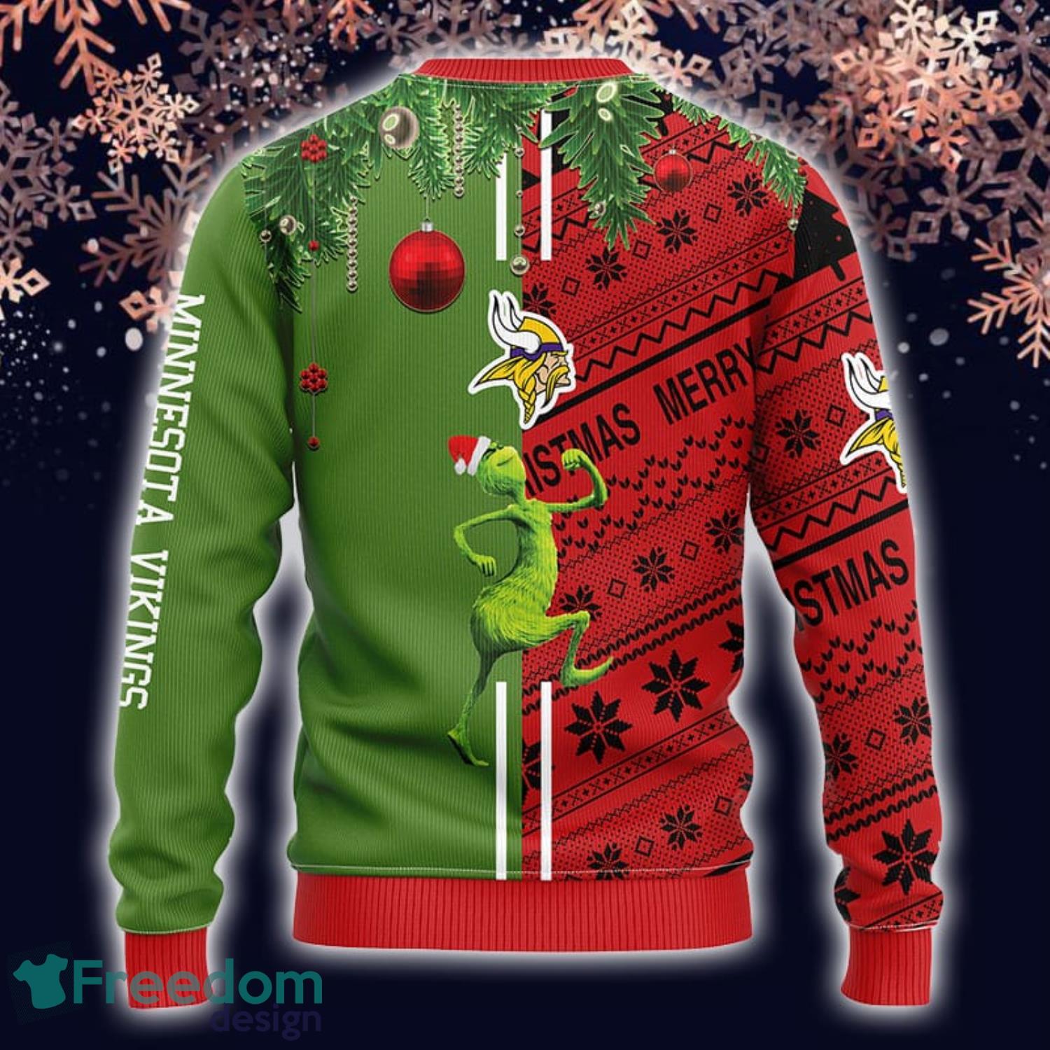 Minnesota Vikings Christmas Grinch Sweater For Fans - Freedomdesign