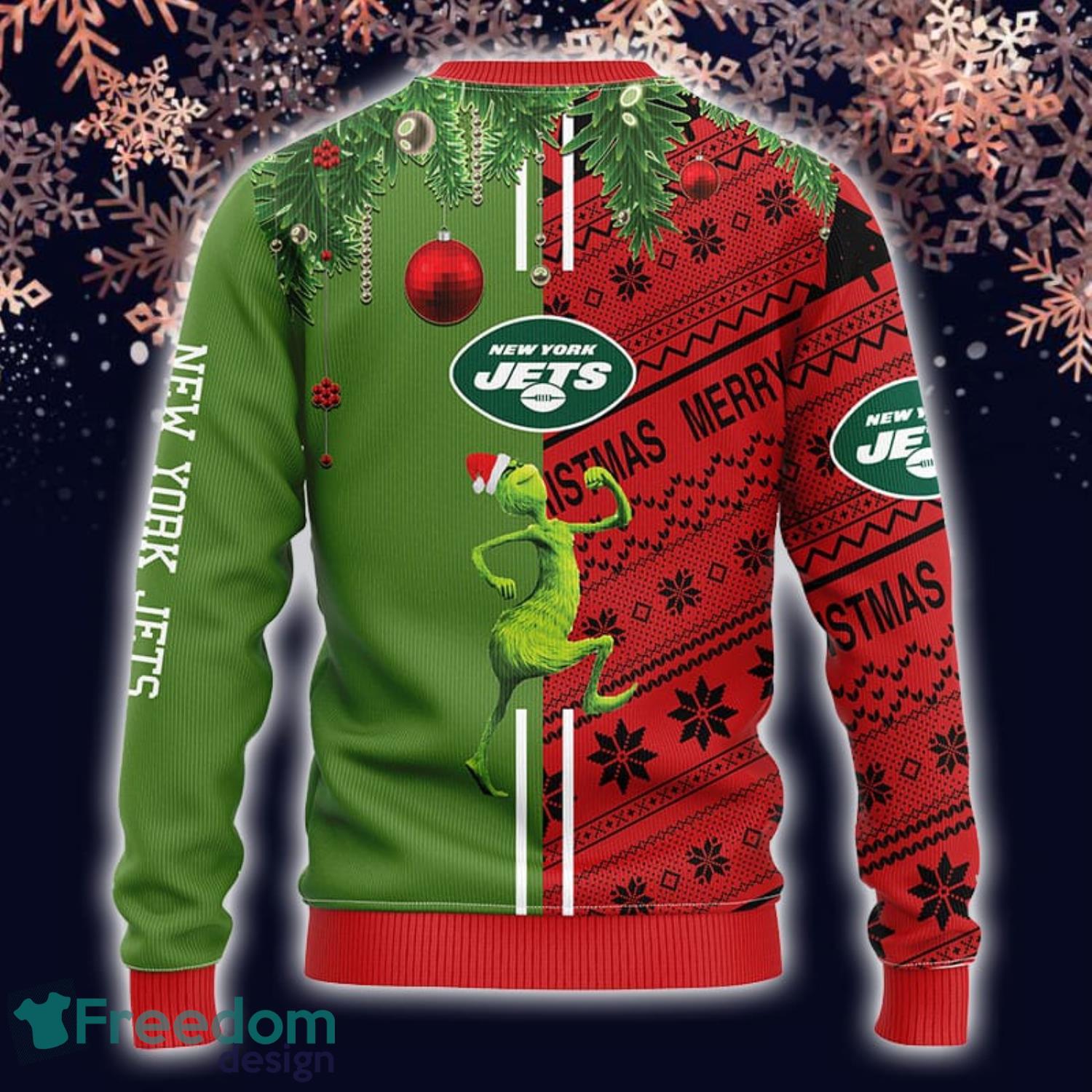 Men And Women Christmas Gift NFL New York Jets Cute 12 Grinch Face