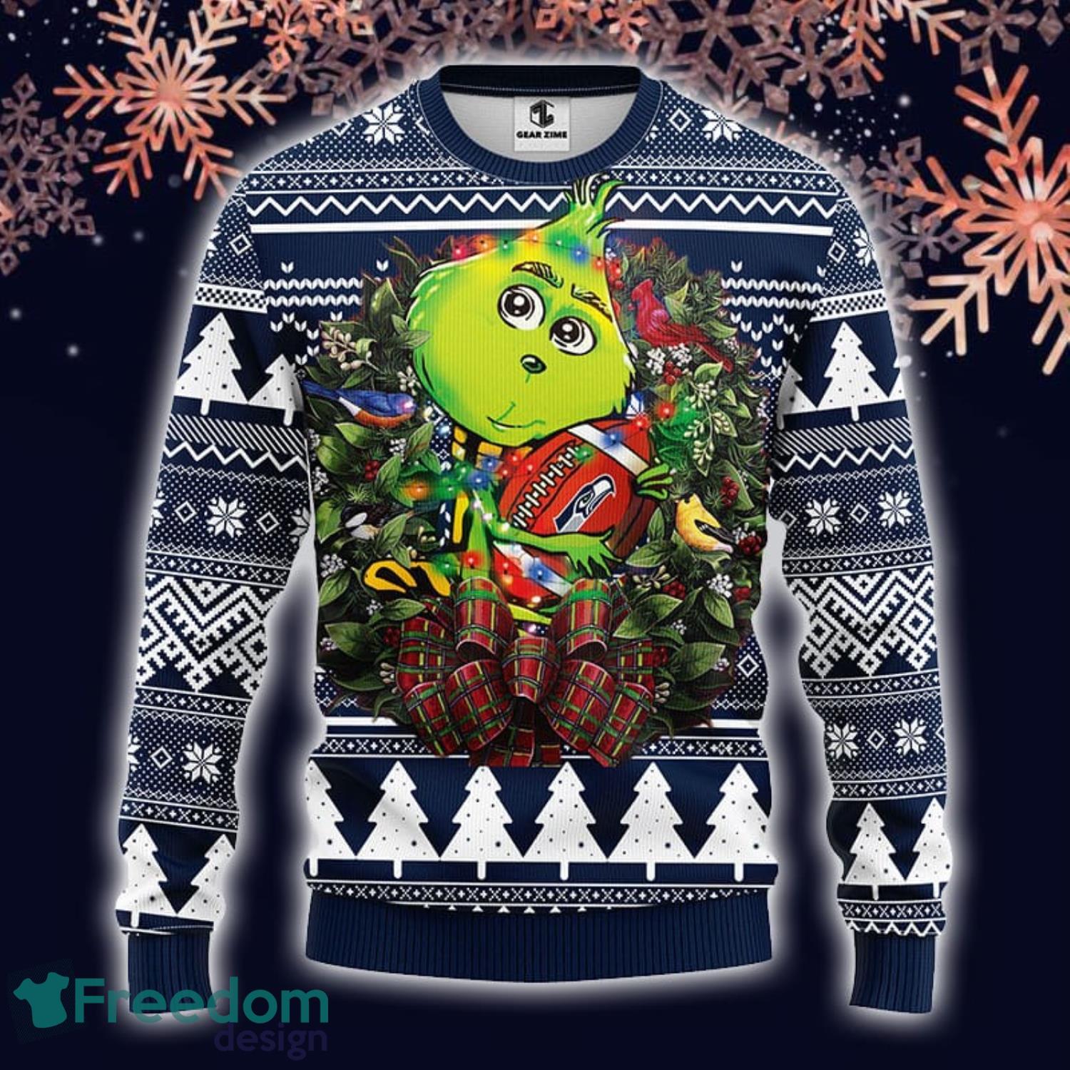 Seattle Seahawks Grinch Ugly Christmas Sweater NFL Gifts - The