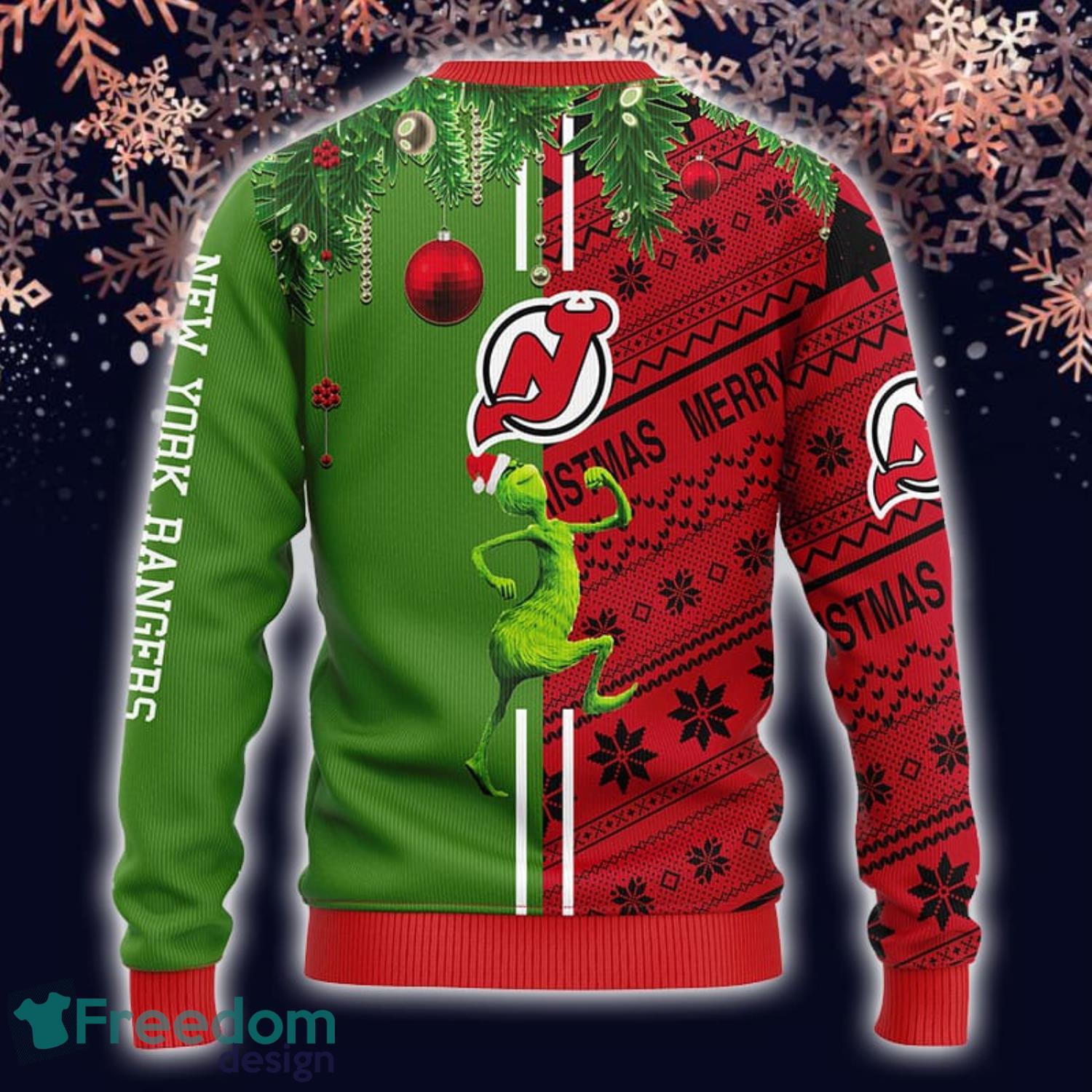 New Jersey Devils Grinch & Scooby-doo Christmas Ugly Sweater - Freedomdesign