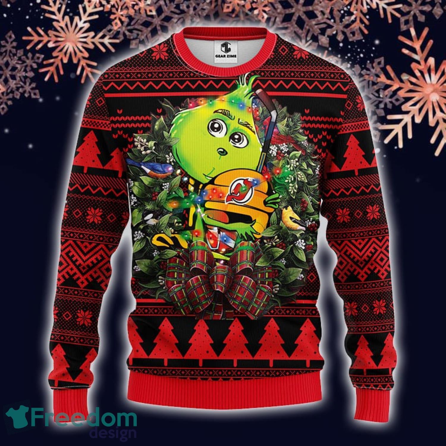 New Jersey Devils Grinch & Scooby-doo Christmas Ugly Sweater - Freedomdesign