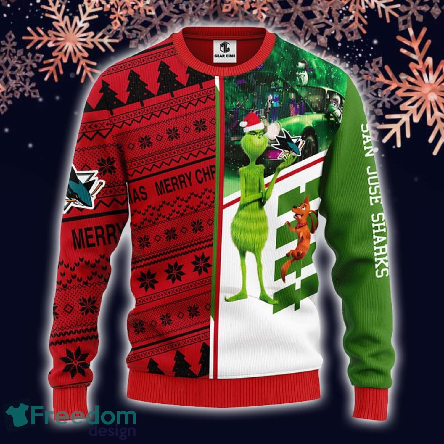 NHL San Jose Sharks 12 Grinch Xmas Day Christmas Ugly 3D Sweater