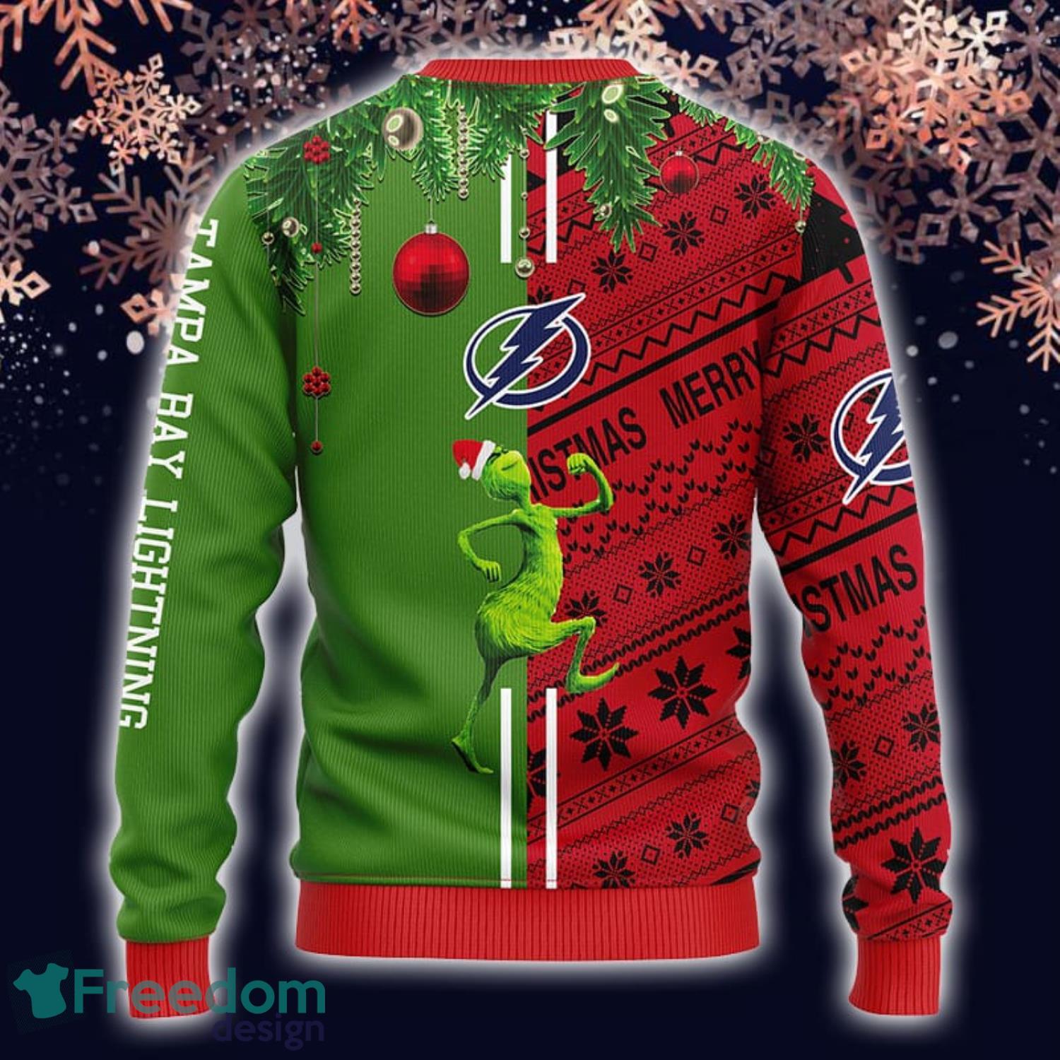 Christmas Gift NHL Tampa Bay Lightning Logo With Funny Grinch Ugly  Christmas Sweater For Fans