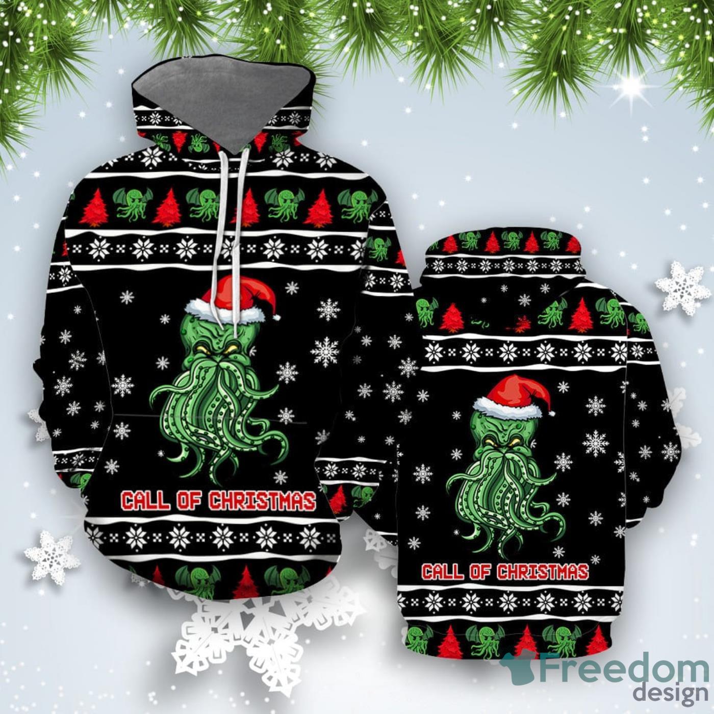 Octopus Call Of Christmas 3D Hoodie All Over Print Best Gift For Men And Women Product Photo 1