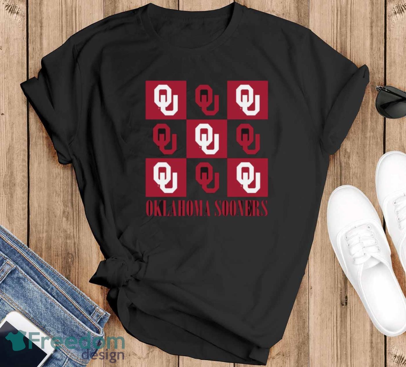 Oklahoma Sooners chessboard logo 2023 shirt - Black T-Shirt