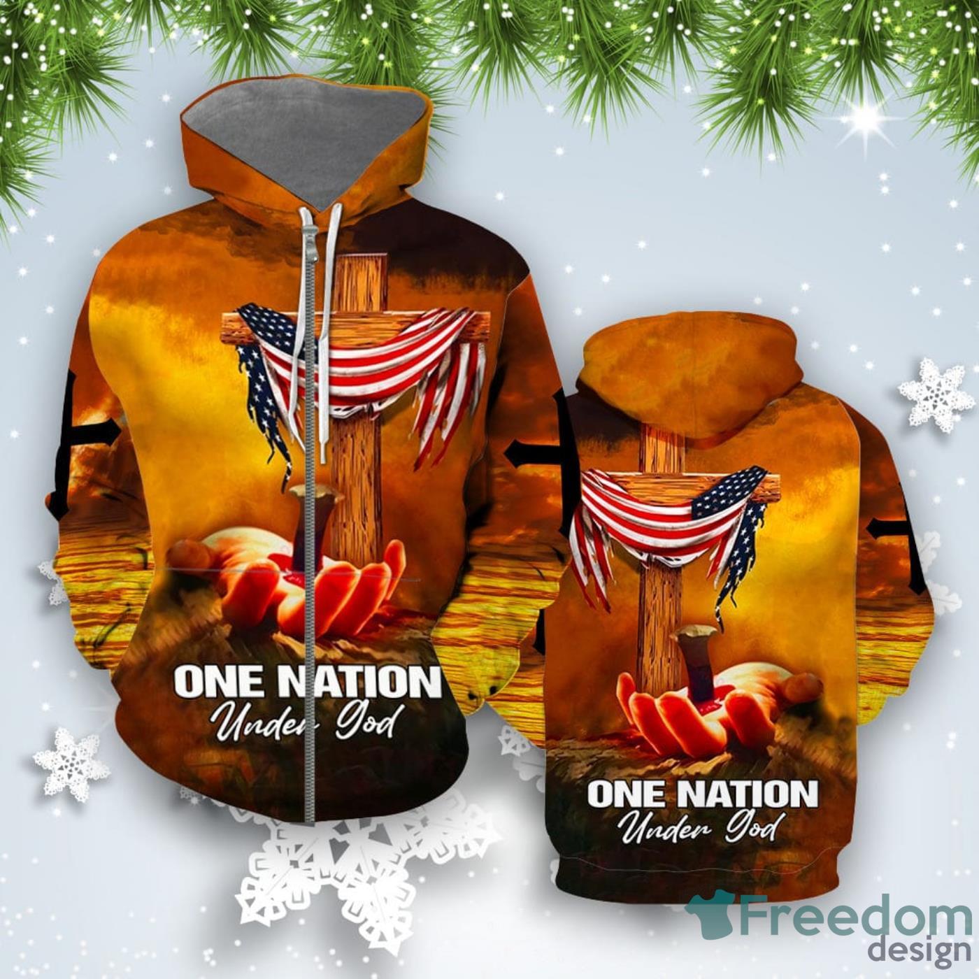 One Nation Under God 3D Hoodie All Over Print Best Gift For Men And Women Product Photo 2