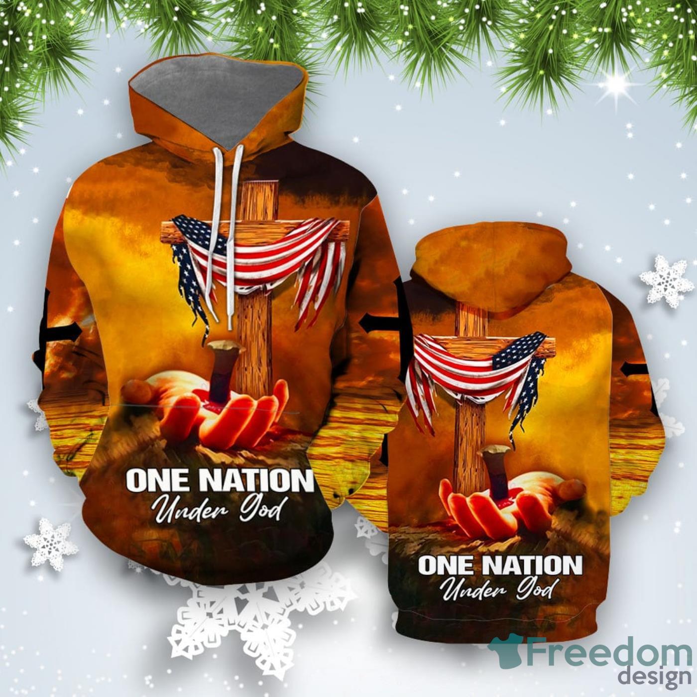 One Nation Under God 3D Hoodie All Over Print Best Gift For Men And Women Product Photo 1