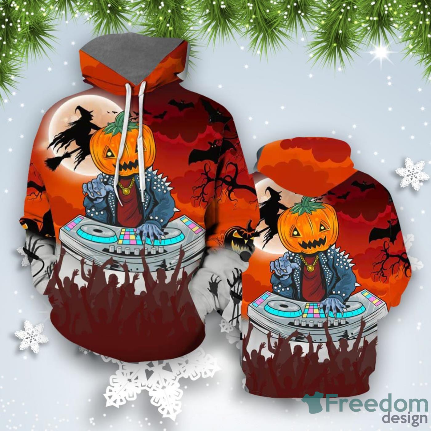 Pumpkin DJ Music Happy Halloween All Over Print 3D Hoodie Unique Gift Product Photo 1