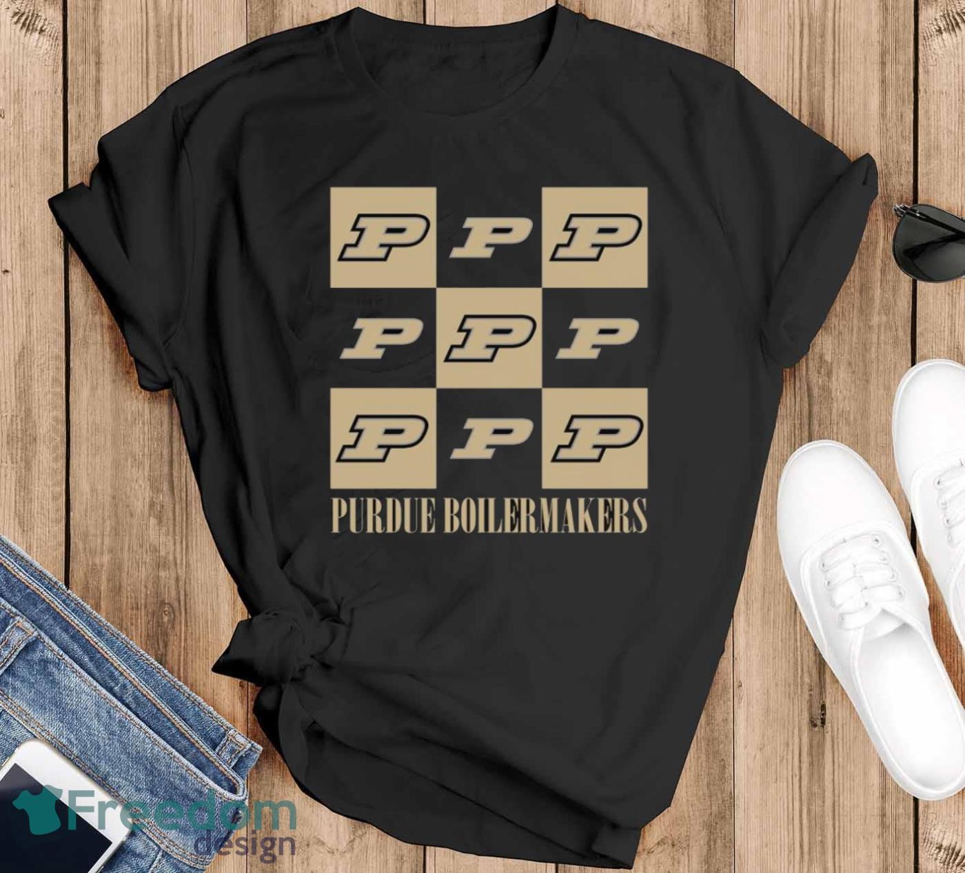 Purdue Boilermakers chessboard logo 2023 shirt - Black T-Shirt