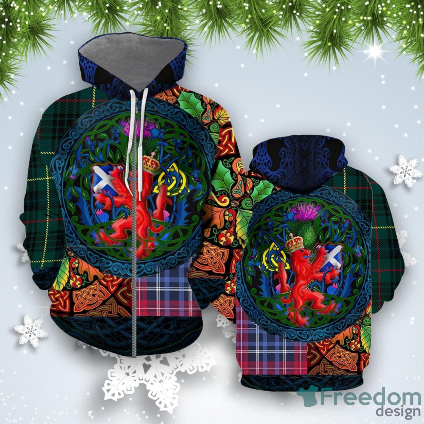 Scotland Rampant Lion With Thistle St. Patricks Day All Over Print 3D Hoodie Special Gift Product Photo 2