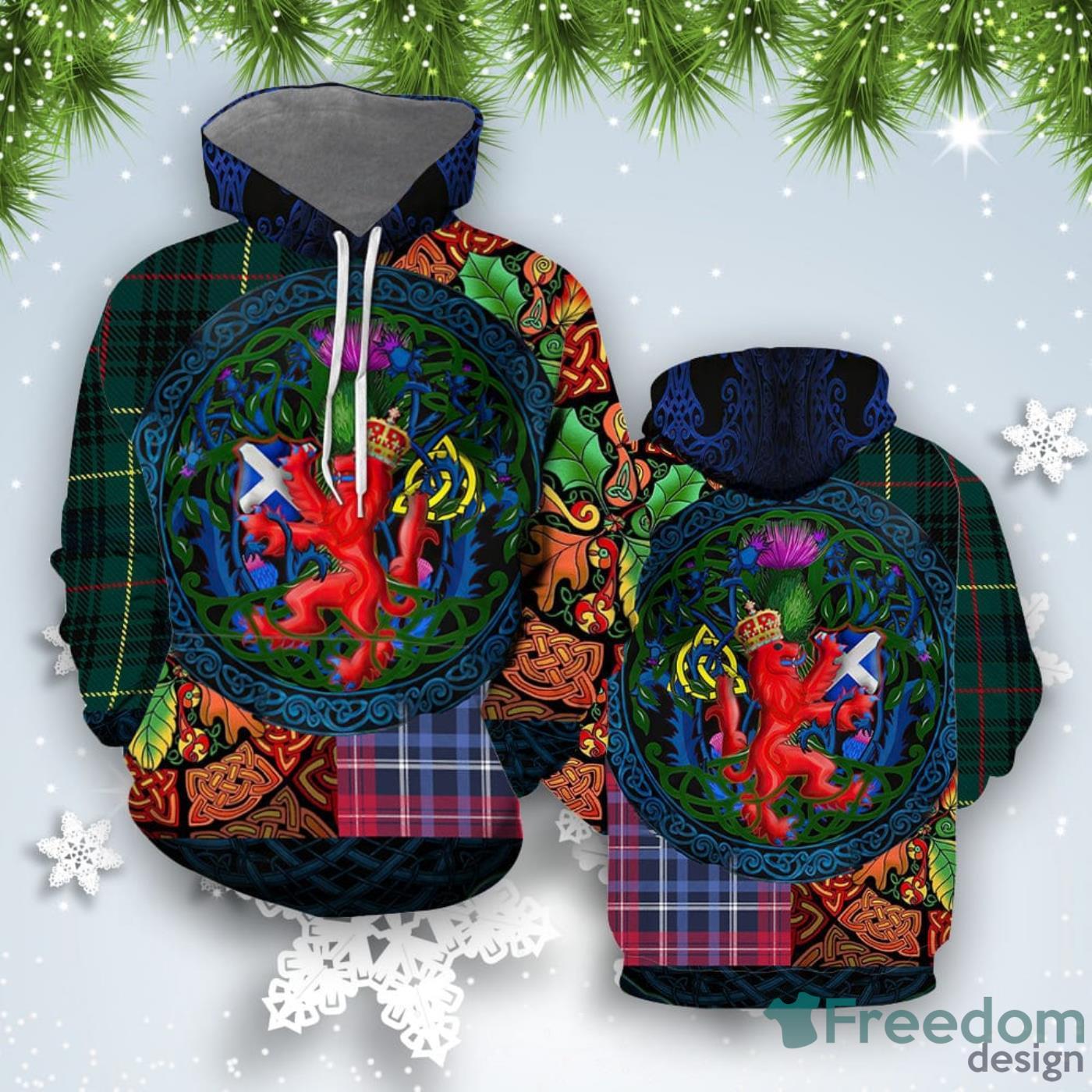 Scotland Rampant Lion With Thistle St. Patrick's Day All Over Print 3D Hoodie Special Gift Product Photo 1