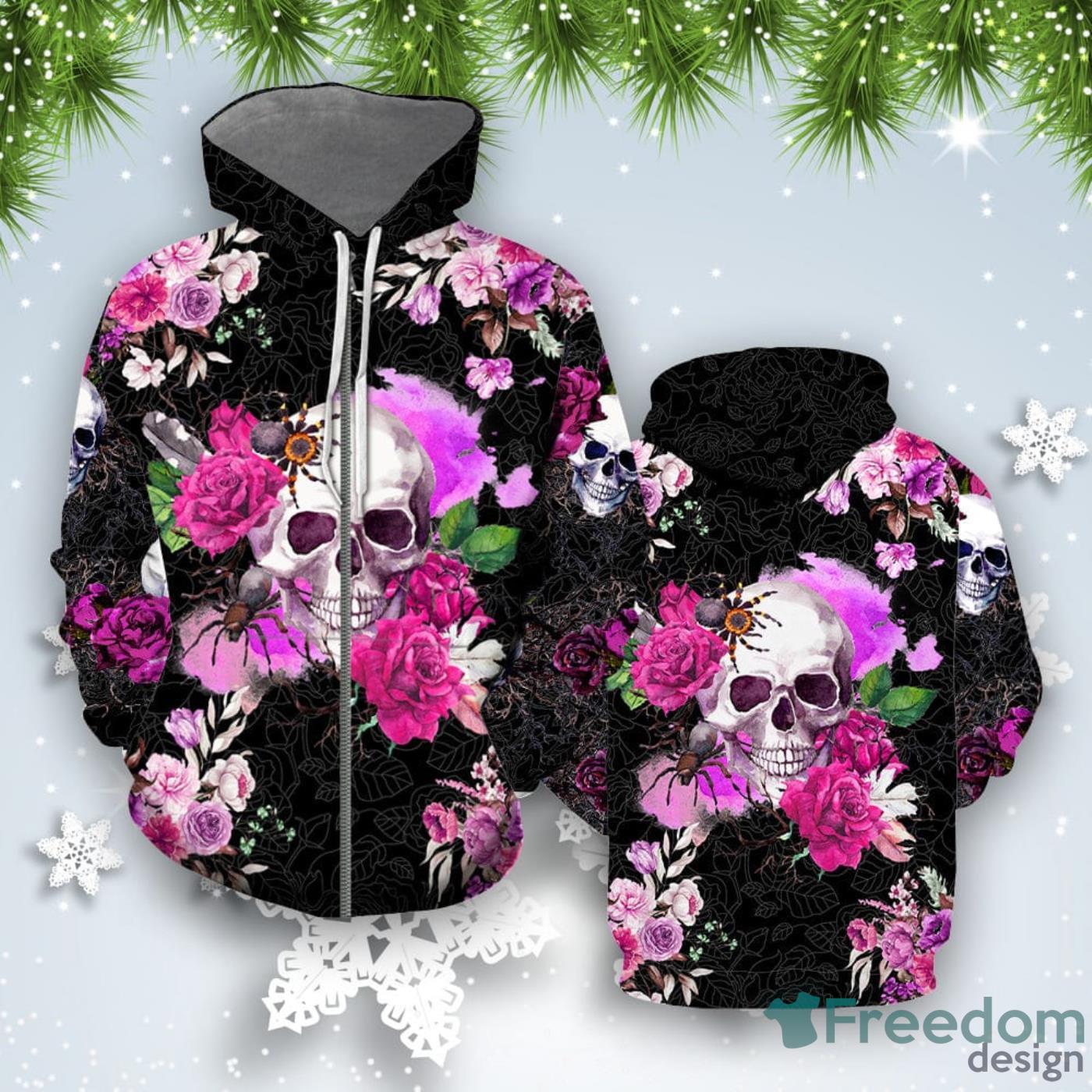 Skull Rose Flower 3D Hoodie All Over Print Best Gift For Men And Women Product Photo 2