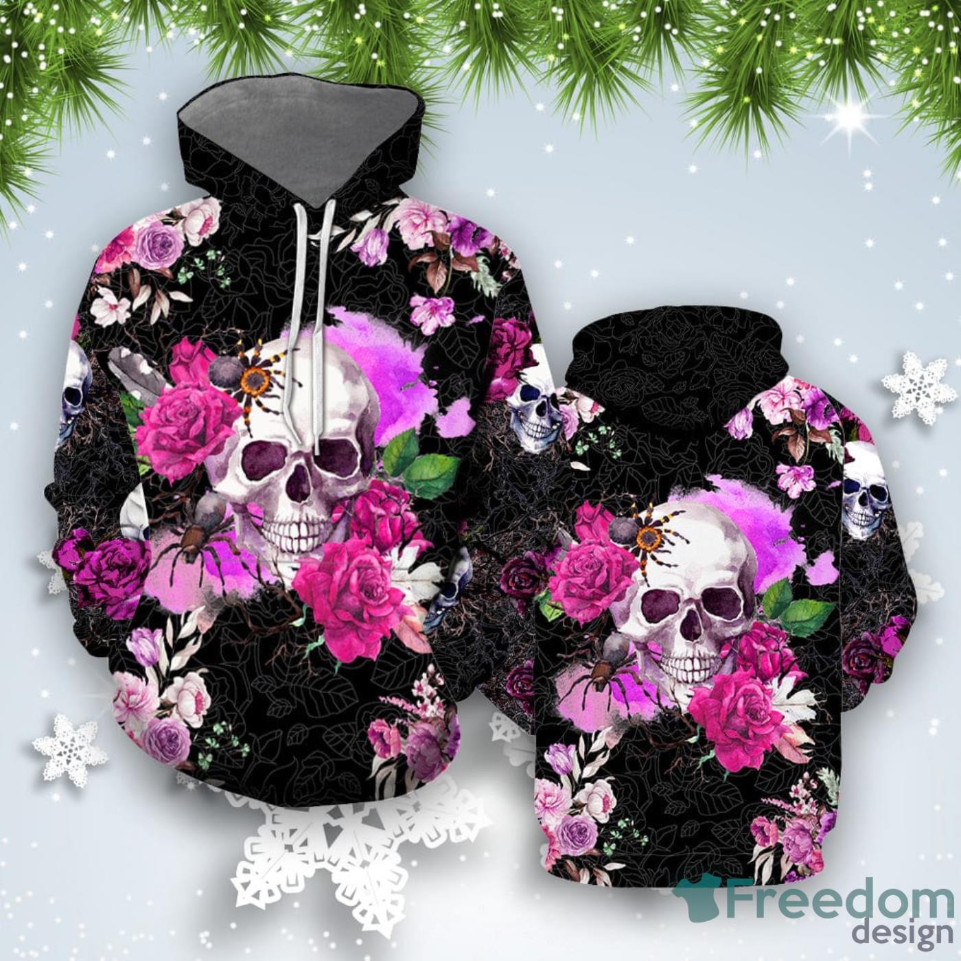 Skull Rose Flower 3D Hoodie All Over Print Best Gift For Men And Women Product Photo 1