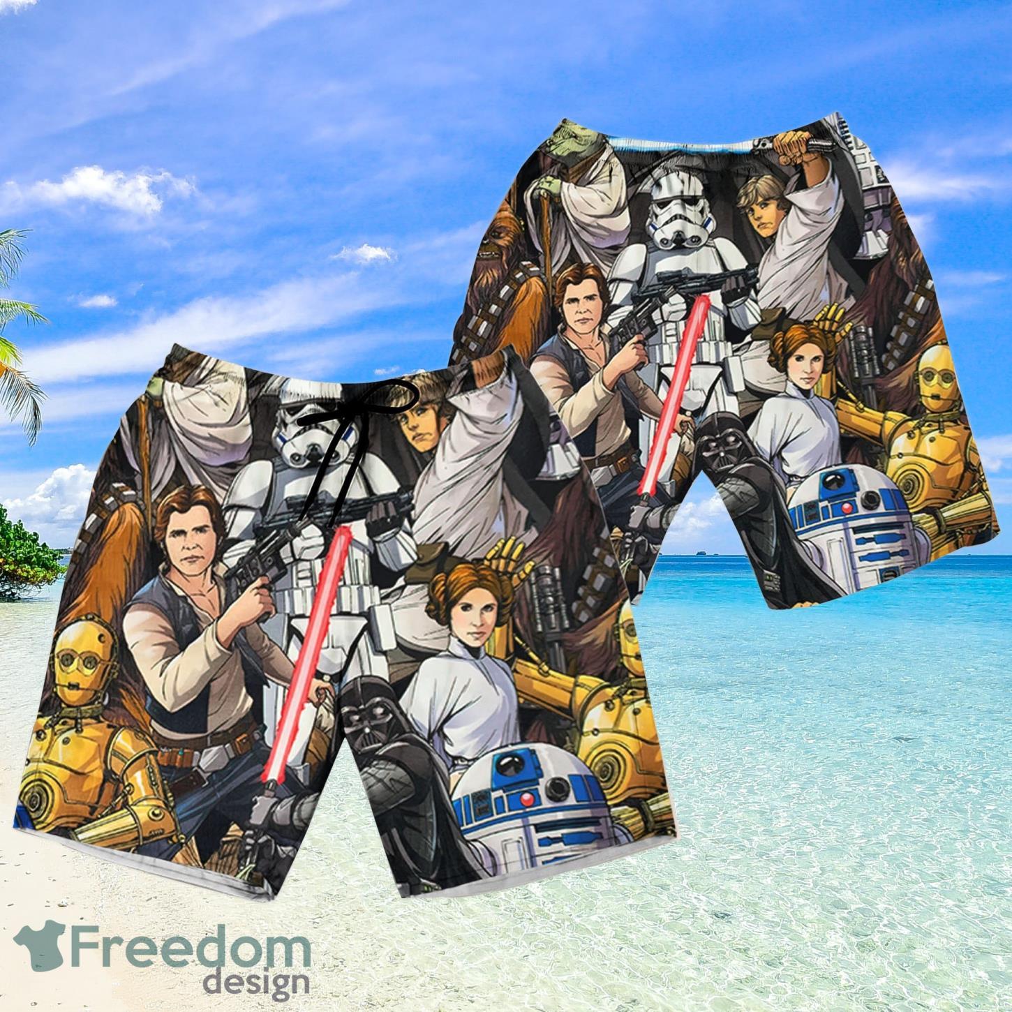 Star Wars R2D2 C3PO Darth Vader Luke Skywalker Chewbacca Yoda Art Disney  Fans Gift Star Wars Hawaiian Shirt And Shorts - Freedomdesign