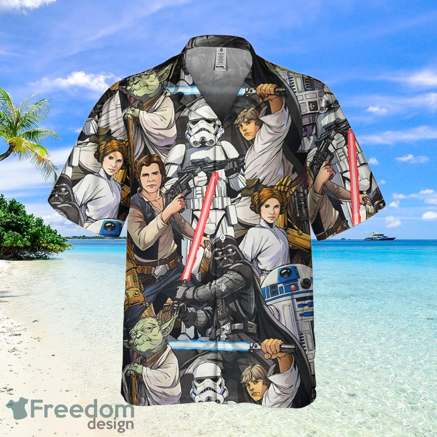 Star Wars R2D2 C3PO Darth Vader Luke Skywalker Chewbacca Yoda Art Disney  Fans Gift Star Wars Hawaiian Shirt And Shorts - Freedomdesign