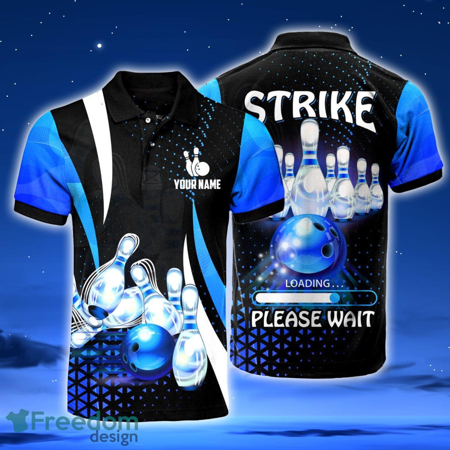 Blue Bowling Shirt For Men Custom Name Polo Shirt For Men And Women