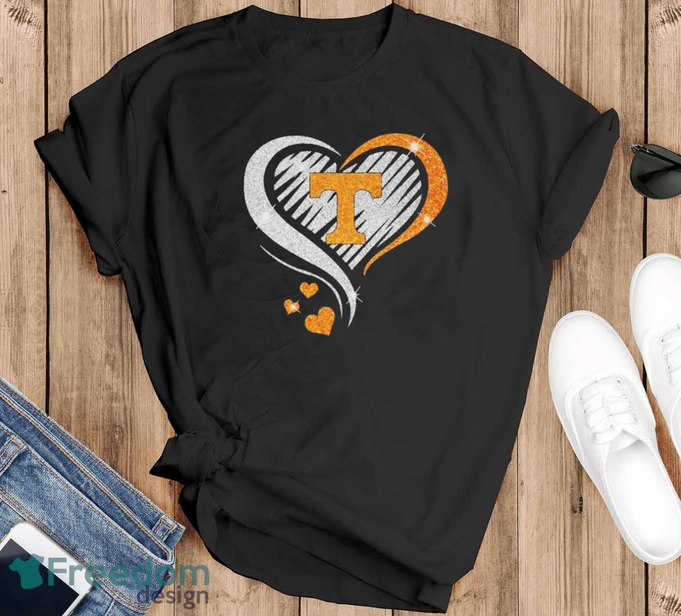 Tennessee Volunteers football heart logo 2023 shirt - Black T-Shirt