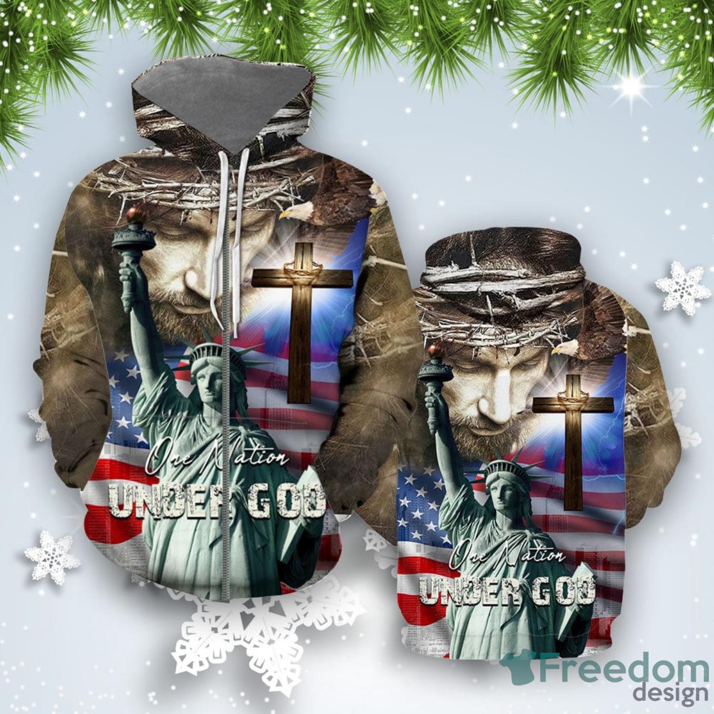 th Of July One Nation Under God Independence Day All Over Print 3D Hoodie For Men And Women Best Gift Product Photo 2