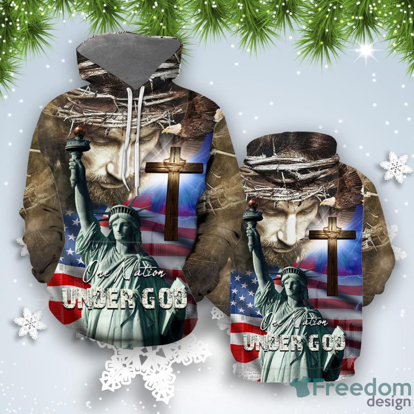 th Of July One Nation Under God Independence Day All Over Print 3D Hoodie For Men And Women Best Gift Product Photo 1