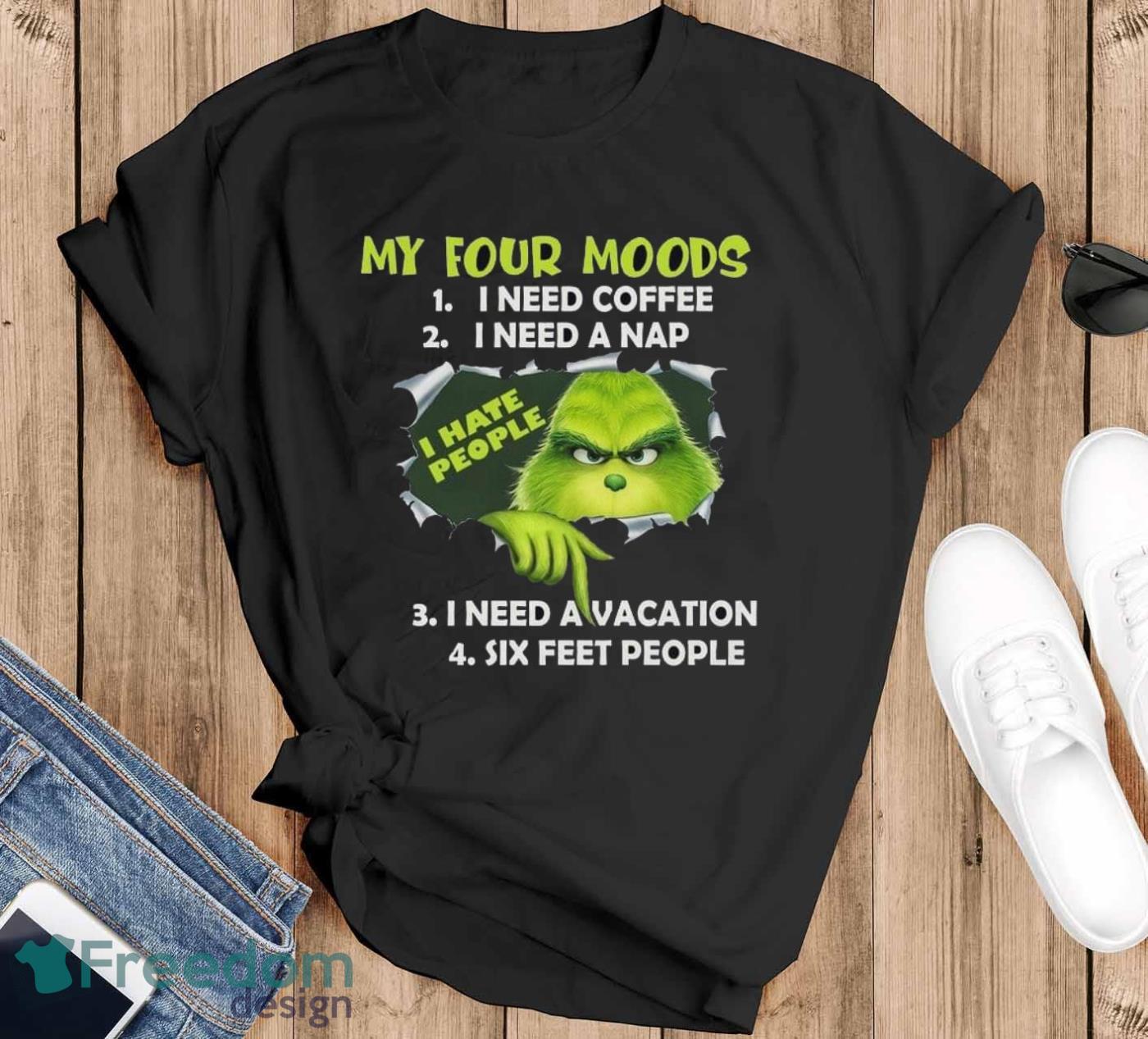 The Grinch My Four Moods T Shirt - Black T-Shirt