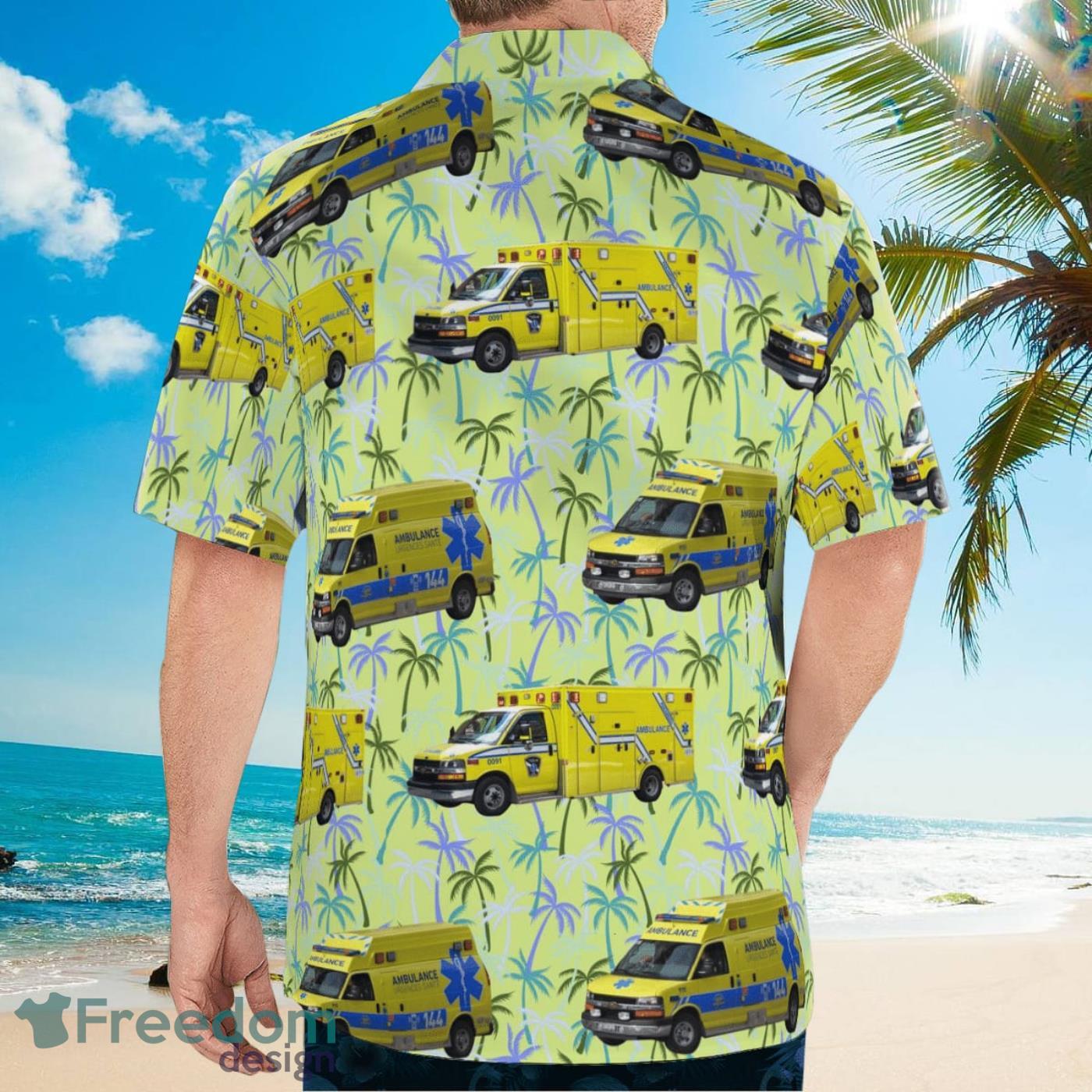 Urgences-santé Montreal Quebec Canada Fleet Tropical Hawaiian Shirt Product Photo 4 Urgences-santé Montreal Quebec Canada Fleet Tropical Hawaiian Shirt Product Photo 4