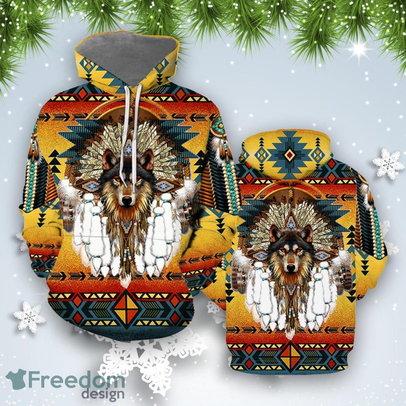 Wolf Native All Over Print Hoodie For Men And Women Best Gift Product Photo 1