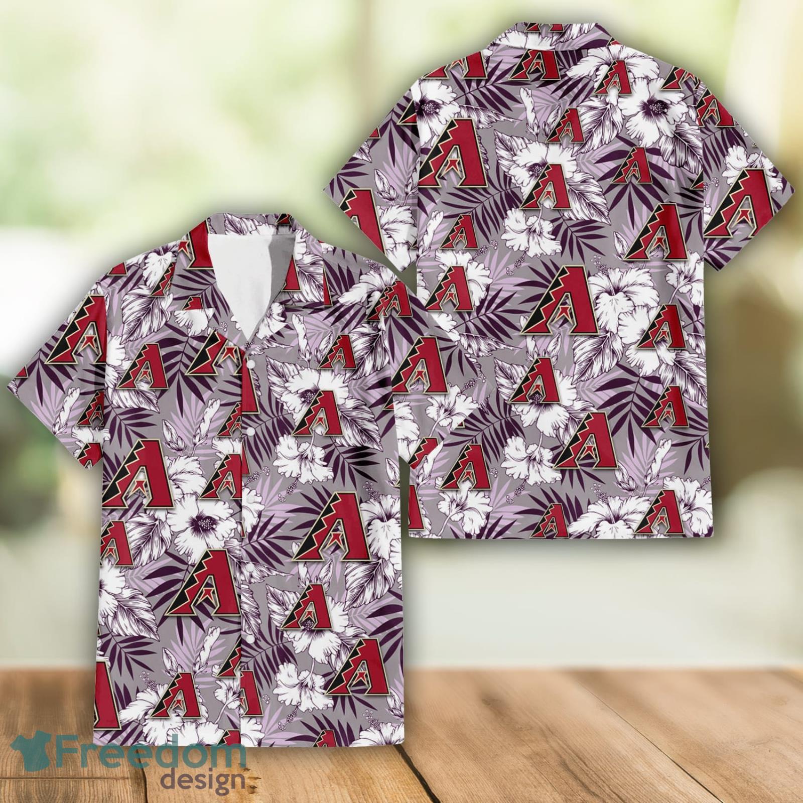 Arizona Diamondbacks Tropical Flower Short Sleeve Hawaiian Shirt - Bunbotee