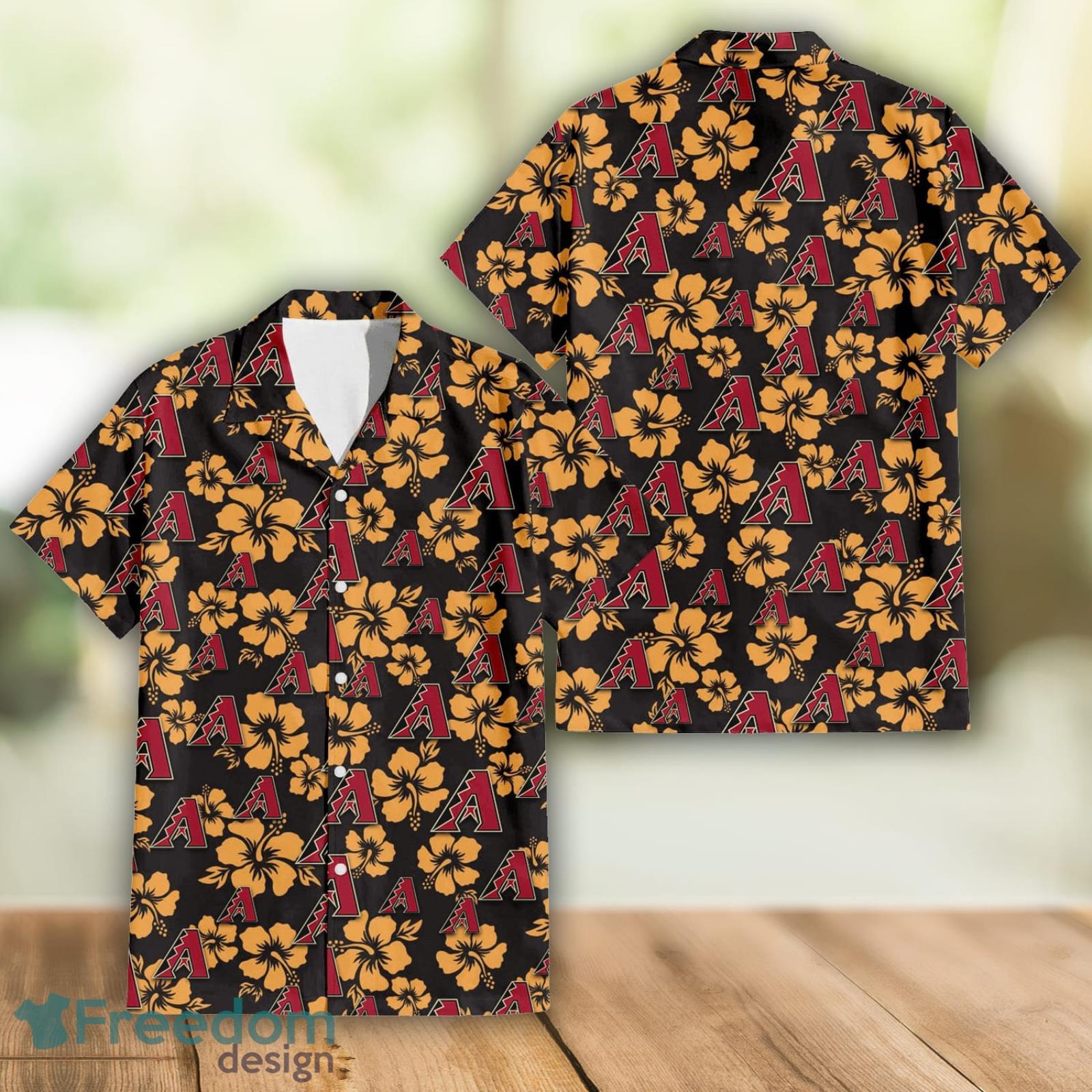 Arizona Diamondbacks Pink Yellow White Hibiscus Turquoise Background 3D Hawaiian  Shirt Gift For Fans