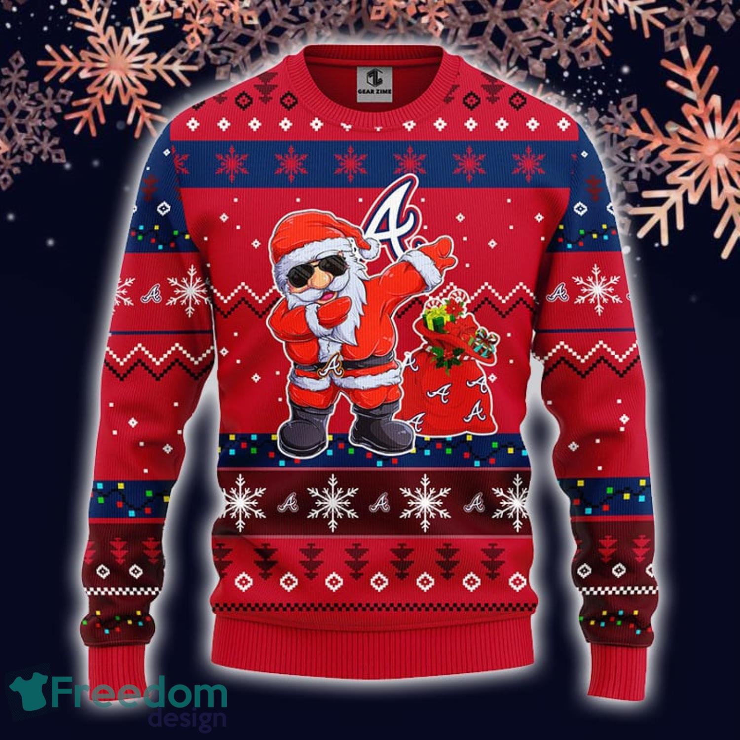 Atlanta Braves Dabbing Santa Claus Christmas Ugly Sweater - Shibtee Clothing