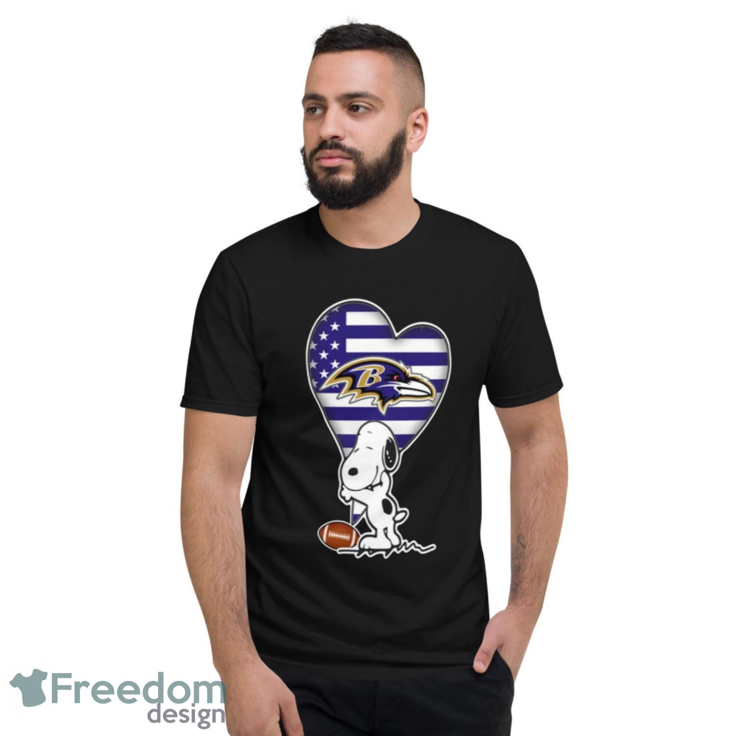 Baltimore Ravens NFL Football The Peanuts Movie Adorable Snoopy T Shirt - Short Sleeve T-Shirt