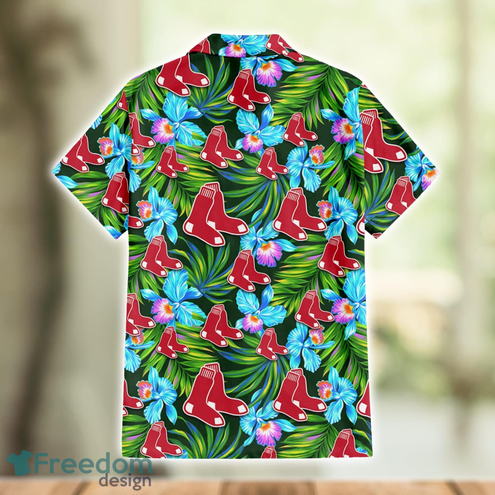 Boston Red Sox Green Leaf Pattern Tropical Hawaiian Shirt For Men