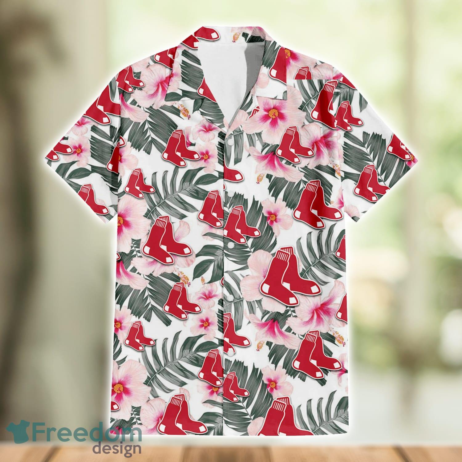 Boston Red Sox Pink Flower And Logo Pattern Hawaiian Shirt For Fans -  Freedomdesign
