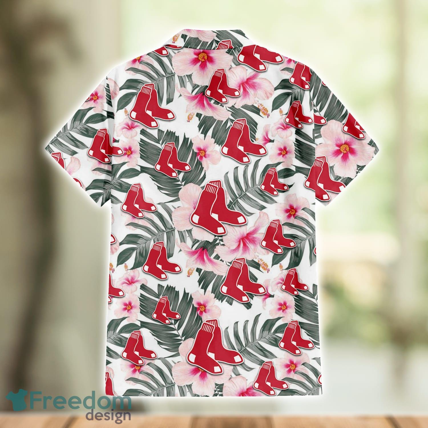 Boston Red Sox Pink Flower And Logo Pattern Hawaiian Shirt For Fans -  Freedomdesign